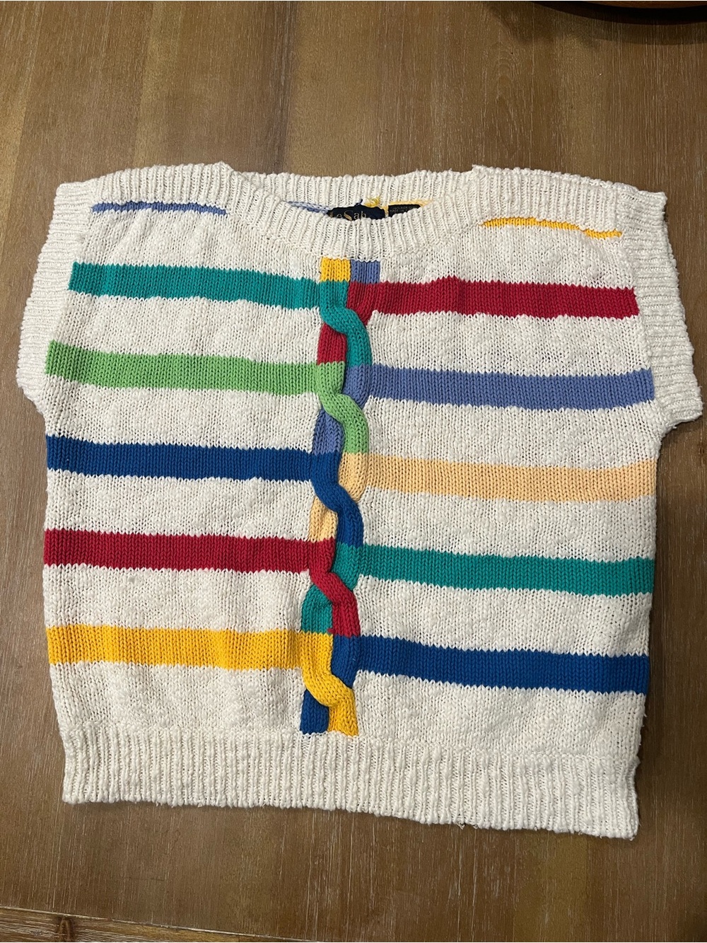 Vintage Multicolor Striped Scoop Neck Sweater Vest